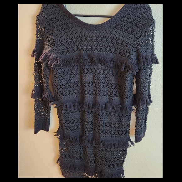 Volcom Stone Row Black Tiered Crochet Witchy Goth Dress - Picture 2 of 7